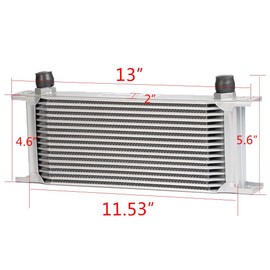 G-PLUS 16 Row Universal AN10-10AN Radiator Oil Cooler Condenser Silver Engine Transmission Racing Oil Cooler Aluminum