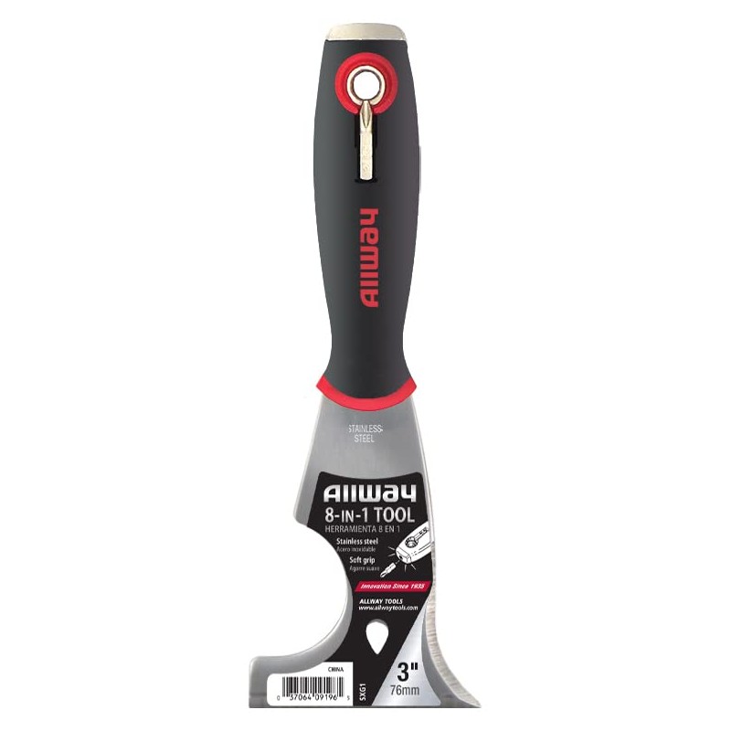 ALLWAY SXG1 8-IN-1 Soft Grip Painter's Multi Tool with Hammer