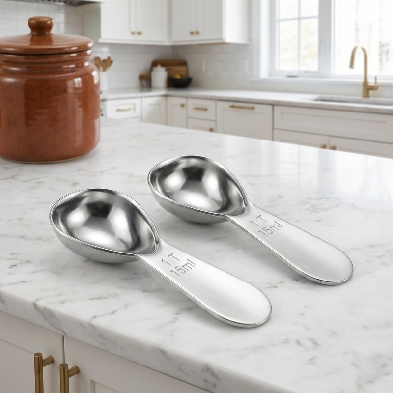 2PCS Stainless Steel Coffee Scoop Measuring Spoons Set Short Handle