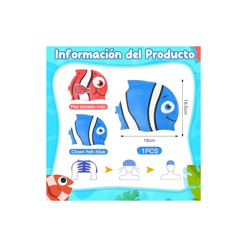 Gorros de Natación para Niños,Gorro de natación de Silicona Unisex,