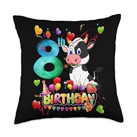 Caw Birthday 8 Years Old and Caw 8th Birthday Throw Pillow, 18x18, Multicolor