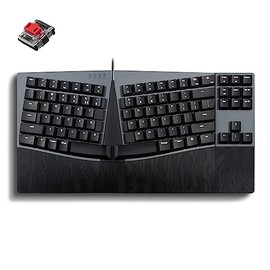 Perixx PERIBOARD-335RD Teclado mecánico compacto ergonómico con cable - Interruptores lineales rojos de bajo perfil - Función programable con teclas macro - Compatible con Windows y Mac OS X - Inglés de EE. UU