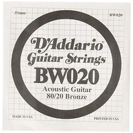 D'Addario BW020 Bronce Herida Guitarra Acústica Cuerda Simple, .020