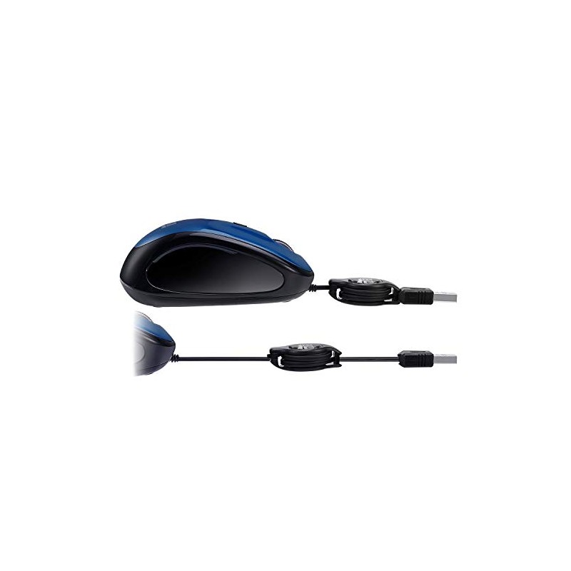 Adesso Ergonomic iMouse S8 - Retractable Optical USB Mouse (Blue)