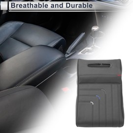 X AUTOHAUX Car Center Console Cover Car Armrest Cover with Tissue Box 13.39"x8.66"x3.15" Gray Napa Leather,Memory Foam