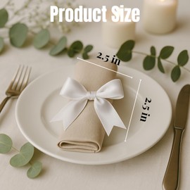 Rokateam 80 Pcs White Gift Wrap Bows with Twist Ties – 2.5 Inch V-Cut Small Ribbon Bows for Wedding Favors, Gift Wrapping, Baby Shower, Birthday Party, Christmas, DIY Crafts & Holiday Decor