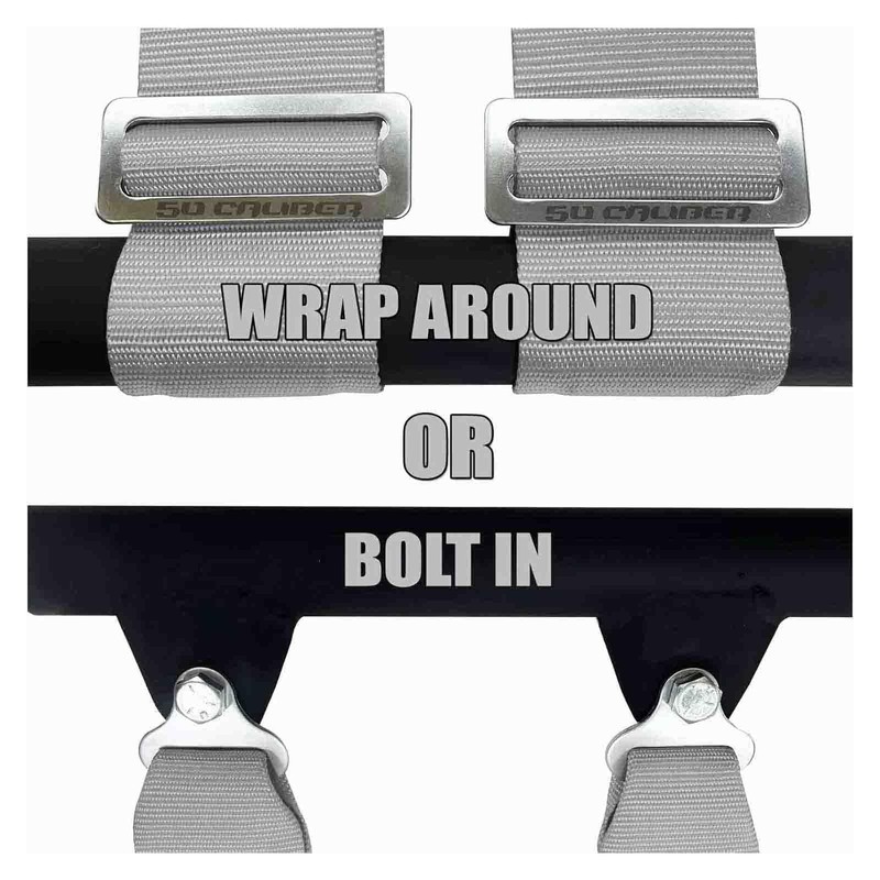 Silver 4 Point Harness for Bucket Seat, Quick Release Latch,