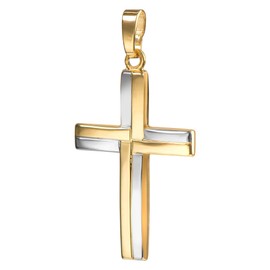 JEVELION Cross Pendant for Women, Men and Children as a Necklace Pendant with Jewellery Case, Yellow Gold