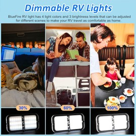 BlueFire 800LM RV Ceiling Interior Lights, DC 12-18V Dimmable RV Interior LED Lights, 6W 3000-6000K Camper Lighting Fixture with Remote Control for RV, Campers, Motorhomes, Trailers (Large - 2 Pack)