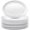 Dandat 24 Pcs Large Serving Platters Oval Trays White Plates