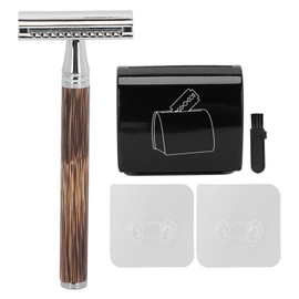 Bamboo Silver Razor Manual Old Fashioned Razor Mens Razor Set Including Razor Blade Recycling Box and Razor Holder
