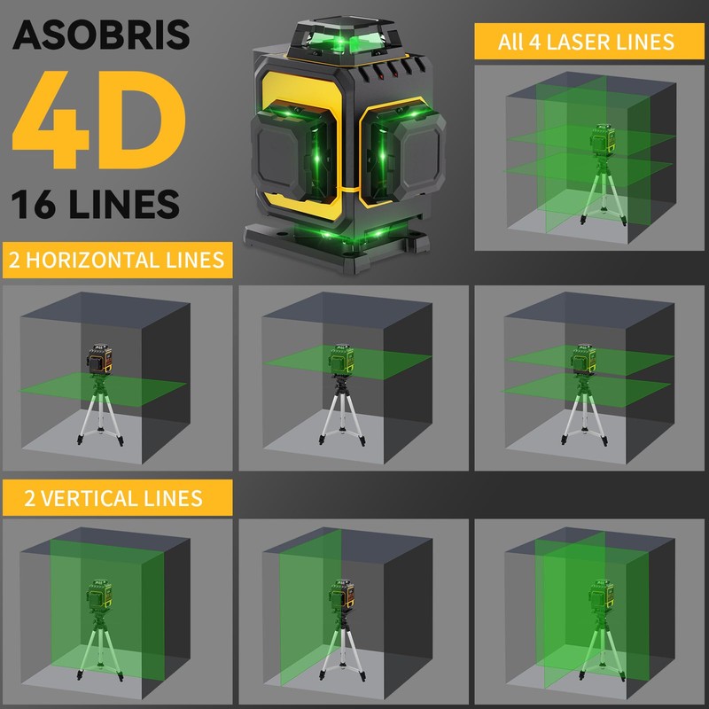 Laser Level 4x360° Self Leveling with Tripod & LCD Touch