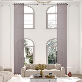 TCUSSIF - Cortinas transparentes extralargas, cortinas de techo alto con filtrado de luz, cortinas de 2 pisos para sala de estar y loft (1 panel, café, 52 x 192 pulgadas)