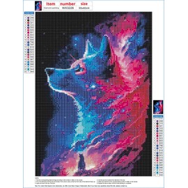 MXJSUA 5D Diamond Painting, Starry Sky Wolf Diamond Painting Kits Pictures for Adults, DIY Diamond Painting, Children's Picture Set, 30 x 40 cm, for Wall Decoration