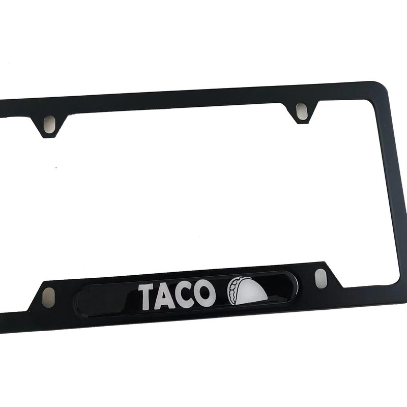 License Plate Frame Cover Holder, Black for Tacos Funny Tacoma,