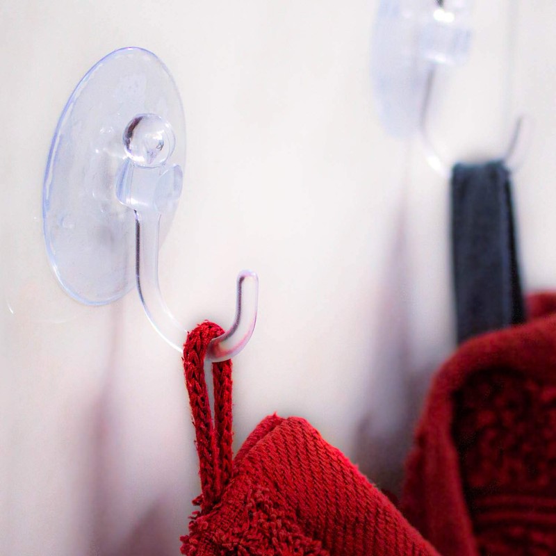 com-four 80 x Suction Cup Holders with Plastic Hooks -