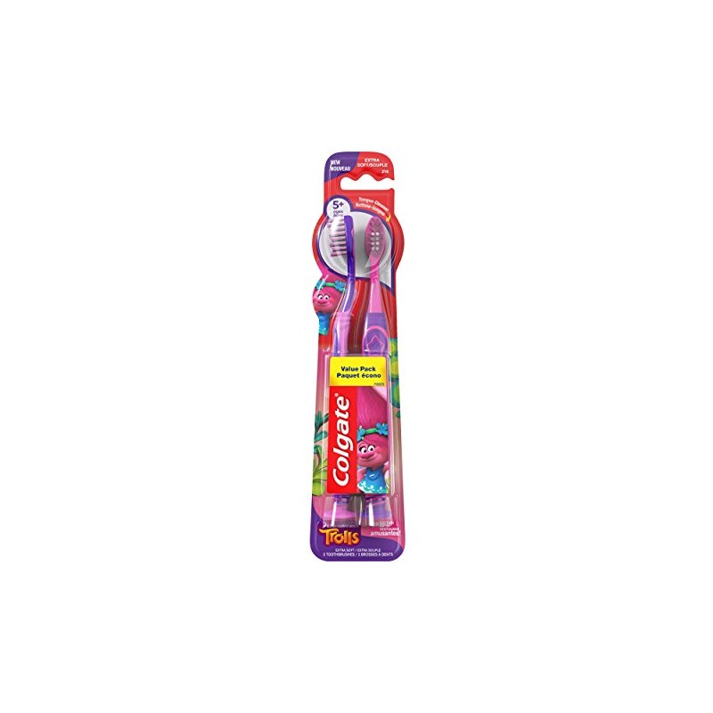 Colgate Kids Toothbrush, Trolls, Extra Soft (2 Count)
