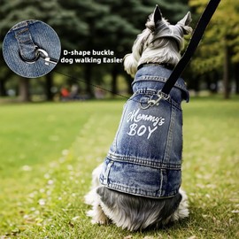 JcDuDoi Dog Jeans Jacket Mommy's Boy Denim,Breathable Cotton Blue Pet Coat for Puppy Small Dogs Classic Overalls Male Cat Costumes Apparel Washed Vest Clothes Outfit T-Shirts（X-Large）