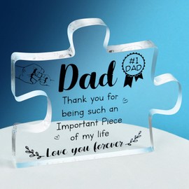 OSDUE Gifts for Dad, Acrylic Block Puzzle Dad Gifts, Puzzle-Shaped Touching Sayings Engraved Dad Gifts, Idea Birthday Christmas Thanksgiving Day Presents for Dad from Daughter & Son