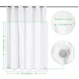 No Hook Shower Curtain with Snap-in Fabric Liner, Replacement Shower Curtain Liner, Hotel Style Cloth Shower Curtains for Bathroom, 71"x 55"