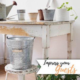 Autumn Alley Rustic Farmhouse Bathroom Trash Can and Toilet Brush Set - Rustic Bathroom Accessories for Charming Galvanized Bathroom Décor, Galvanized, Grey, 2 Gal. Capacity