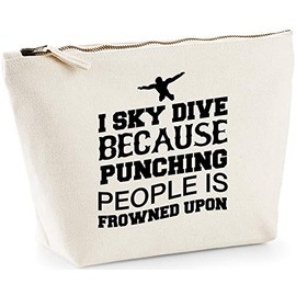 Hippowarehouse I sky dive because punching people is frowned upon printed make up cosmetic wash bag 18x19x9cm