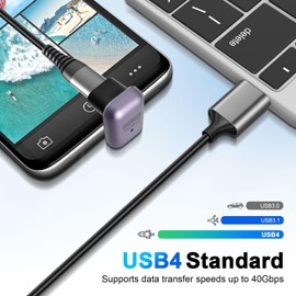 180 Degree Angle C Adapter Pack of 2, U-Shape Type C Angled Adapter with 100 W PD Quick Charge & 10 Gbps Data Transfer, USB-C Male to USB-C Female Extender for Steam Deck, Switch, Laptop, Tab