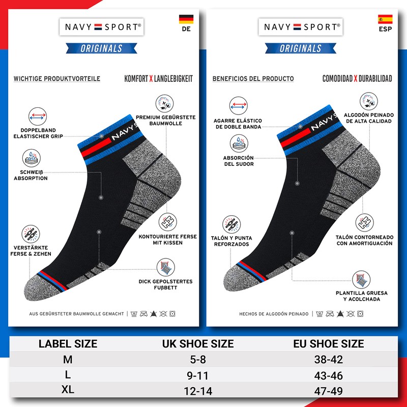 NAVYSPORT Sneaker Socks Men Women Cotton Short Quarter Short Socks,