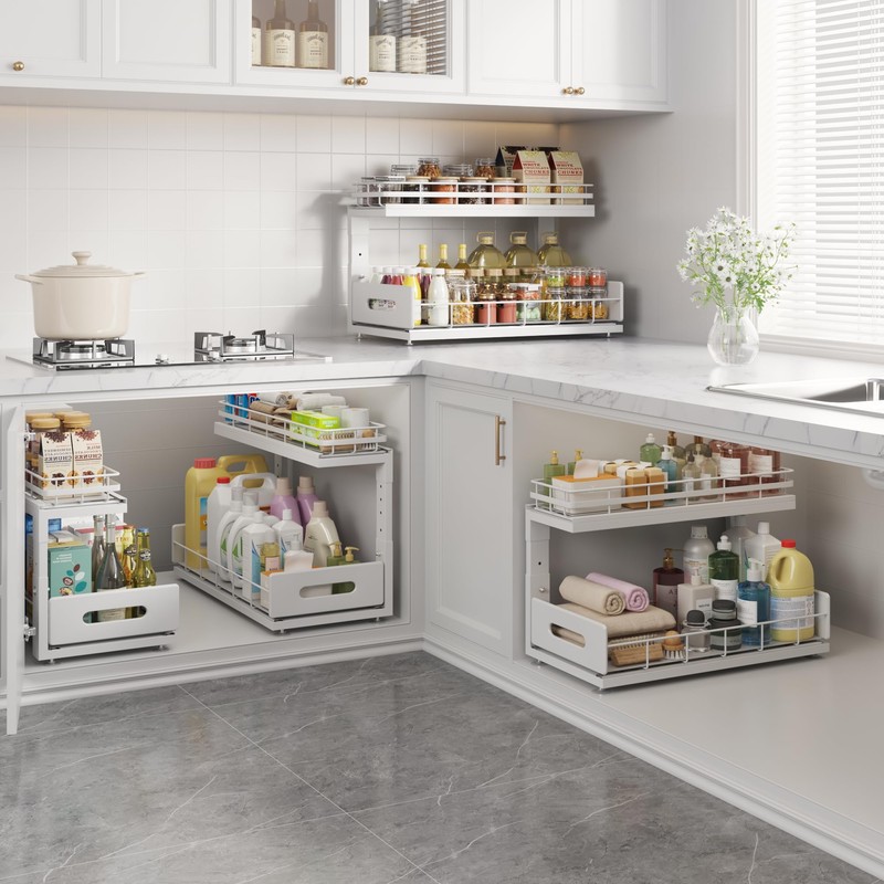 Biboraya 2 Pack 18 IN Depth Under Sink Organizer with
