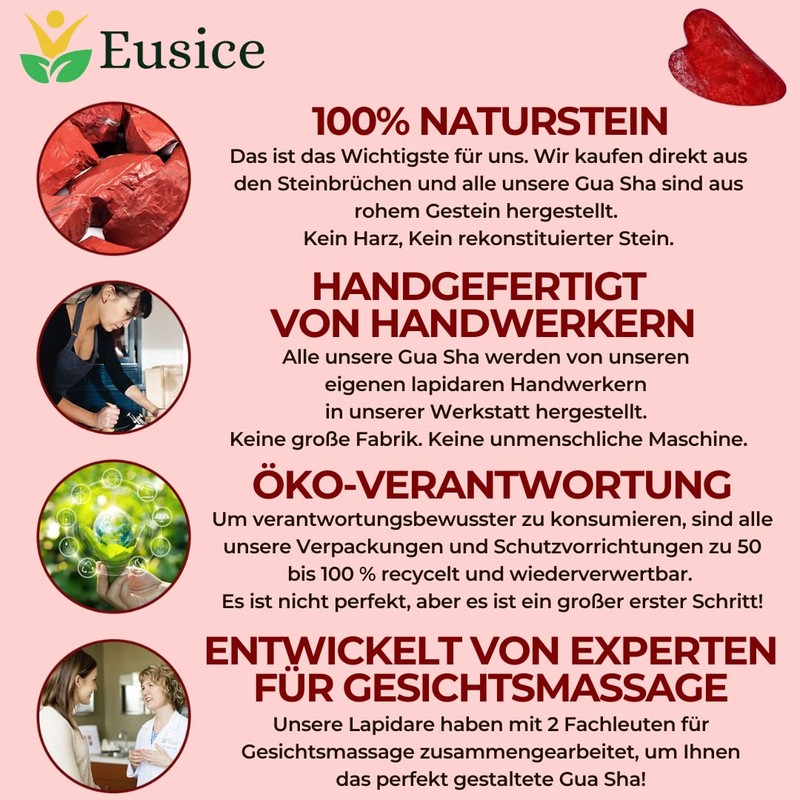 EUSICE - Gua Sha Red Jasper Natural Stone Eye and