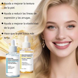 Centella Asiatica Suero y CICA Péptidos Propóleo Suero, 2 En 1 Kit de Sérum Coreana,Hidratación Profunda y Reparación, Cuidado Antiedad y Reparador,Apto para Todo Tipo de Piel.