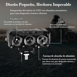 Exploradoras LED Auxiliares para Moto, 2 Piezas, 18000LM, 3 Modos de Luz