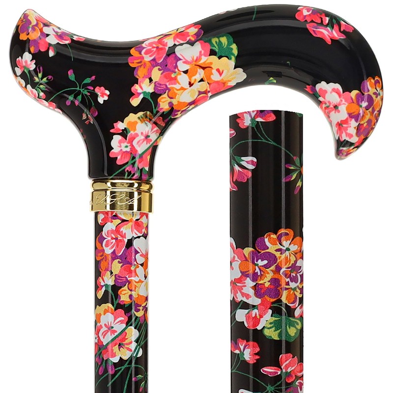 Midnight Floral Designer Walking Sticks for Men and Women –