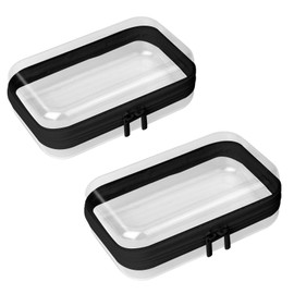 BulBaniTu Clear Hard Shell Zipper Case, Hard PC Plastic Cosmetic Travel Bag, Portable Travel Organizer Bins, Durable Makeup Bags for Toy Storage, Pencil Case, Men and Women Carry-on Travel (2, Black)