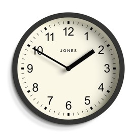 JONES CLOCKS® The Spin – Kleine Uhr – Runde Wanduhr – Küchenuhr – Wohnzimmeruhr – Bürouhr – Dekorative Wohnaccessoires – Moderne Wanduhr – 20cm Wanduhr (Dunkelgrau)