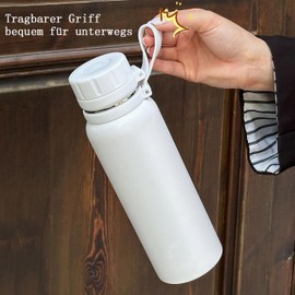 IOLOYU Drinking Bottle 1 Litre Thermos Flask Stainless Steel Water Bottle Sports Thermos Flask 1 Litre Stainless Steel Water Bottle Thermal Casual Bottle Leak-Proof Large Insulated Bottle with Carry