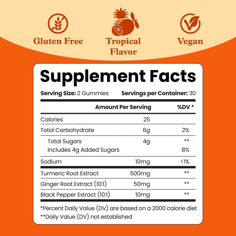 BeLive Turmeric and Ginger Gummies - 500mg - Joint and