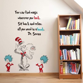 Runtoo Dr Seuss Quotes Saying Wall Decals Kids Educational Wall Stickers Children Reading Room Baby Nursery Wall Décor