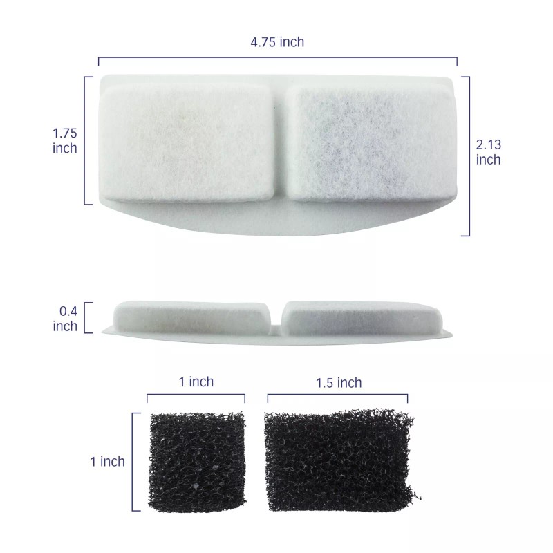 PET STANDARD Water Filters & Sponges For VEKEN® 100oz/3L Pet
