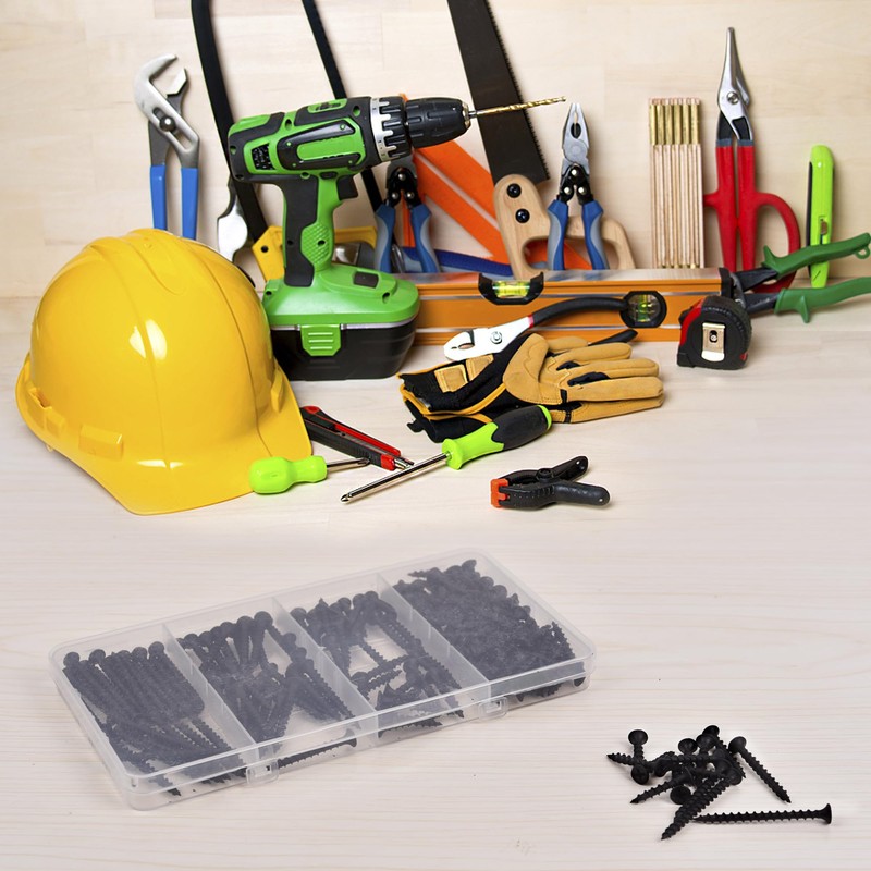 Drywall Screws Assortment Kit - 170 Pcs Black Wood Screws
