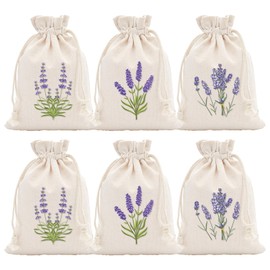 6 Pcs Lavender Bags,Dried Lavender Sachet Empty for Wardrobes and Moths Drawstring Fabric Pouches for Aromatherapy,Pouch Cotton for Spice,Dried Flowers and Herbs(10x15cm)