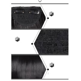 Clip In Human Hair Synthetic Fringe Meduim Density (Dark Brown, With Sides)