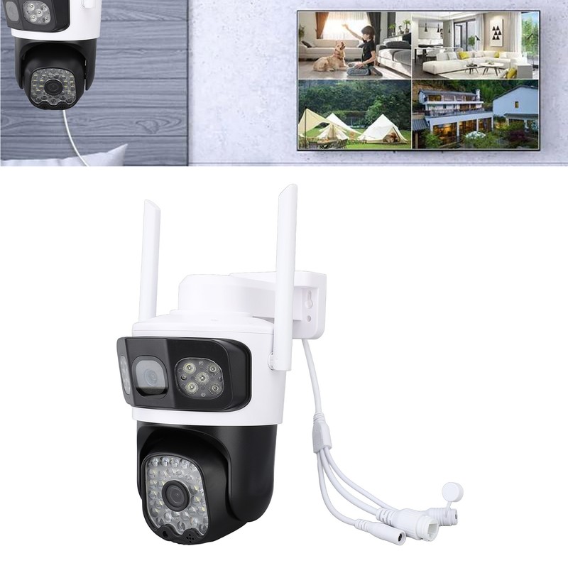 Pan Tilt Security Camera WiFi Dual Lens 4MP Night Vision