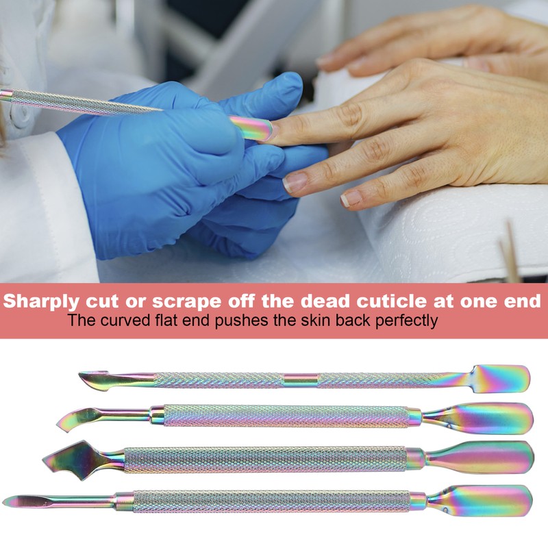 4pcs Stainless Steel Nail Cuticle Pusher Cuticle Trimmer Remover Set