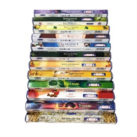 Satya Incense Sticks Hexa - 12 Unique Fragrances with JRose Incense Stick Holder | 20 Sticks Per Box, Total 240 Sticks | Premium Aromatherapy & Meditation Scents