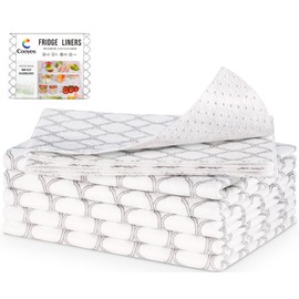 Cooyes Non Slip Refrigerator Liners, 2-in-1 Fridge Mats and Fresh-Keeping Shelf Liners, Absorbs Excess Moisture, BPA-Free, Multiple Sizes for Glass Shelves Kitchen Cabinets Drawers, 6 Pack, 12" × 24"