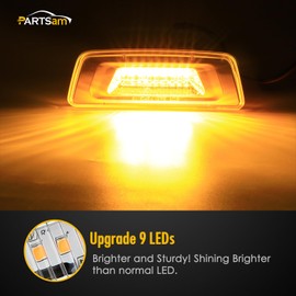 Partsam 2Pcs Replacement for Kenworth T680 T880 and Peterbilt 576 Led Side Marker Turn Signal Lights Assemblies Amber Clear Lens Sealed 6Led Rectangular Cab Roof Marker Lights Lamps LH&RH