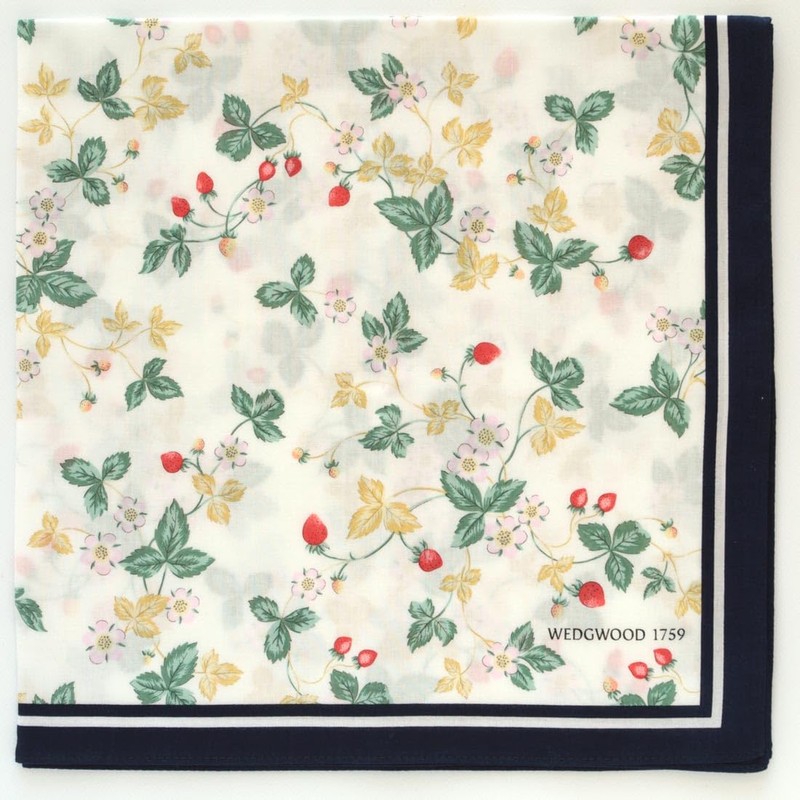 Blooming 138109-0002-03 Wedgewood Printed Handkerchief, Wild Strawberry, White, Women's, Handkerchief,