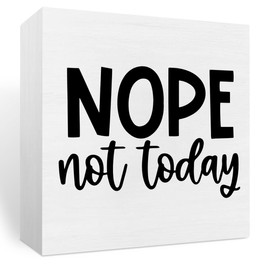 Funny Mom Desk Decor, Nope Not Today, Christmas Gifts for Mom Women Wife,Birthday Gifts for Mom teacher,Mother Daughter Gift,Wooden Box Sign for Home Office Bedroom Living Room Table Shelf Decoration