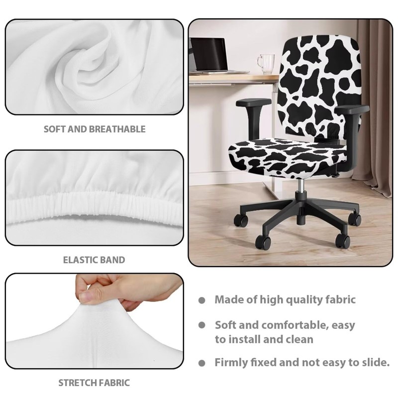 Talayituse Cow Pattern Office Computer Chair Seat Covers, Soft Stretch